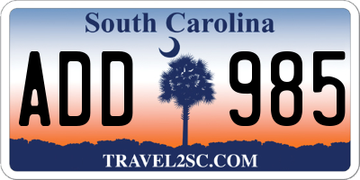 SC license plate ADD985