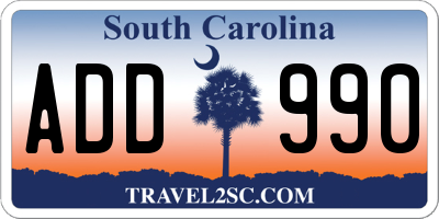 SC license plate ADD990