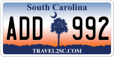 SC license plate ADD992