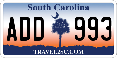 SC license plate ADD993