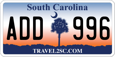 SC license plate ADD996