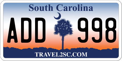SC license plate ADD998