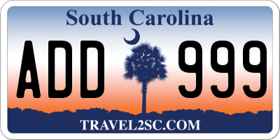 SC license plate ADD999