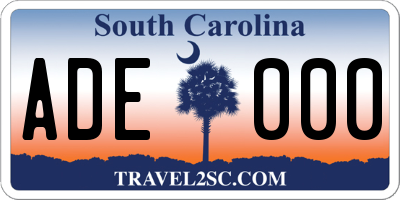 SC license plate ADE000