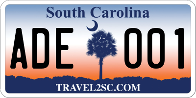 SC license plate ADE001