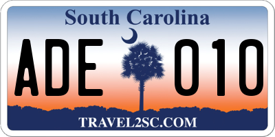 SC license plate ADE010