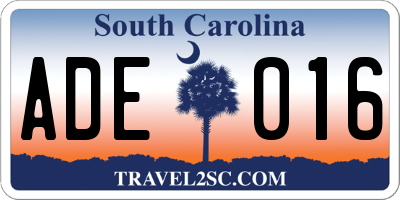 SC license plate ADE016
