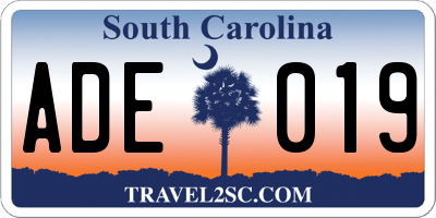 SC license plate ADE019