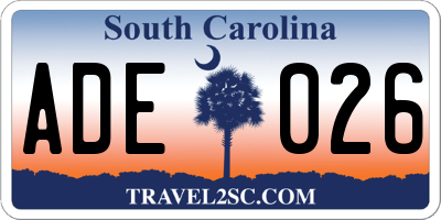 SC license plate ADE026