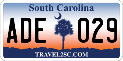 SC license plate ADE029
