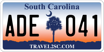 SC license plate ADE041