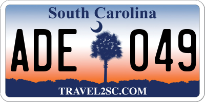 SC license plate ADE049