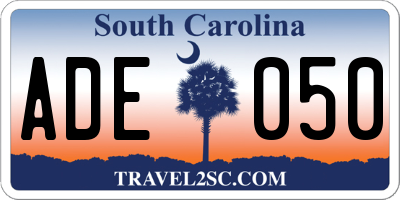 SC license plate ADE050