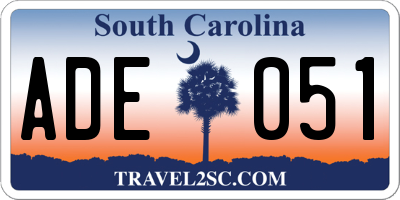 SC license plate ADE051
