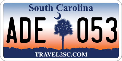 SC license plate ADE053