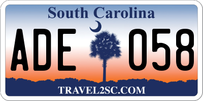 SC license plate ADE058