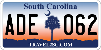 SC license plate ADE062