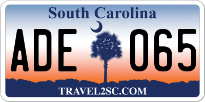 SC license plate ADE065