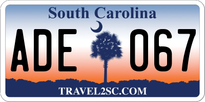 SC license plate ADE067