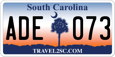 SC license plate ADE073