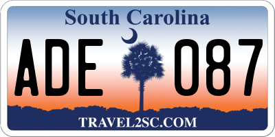 SC license plate ADE087