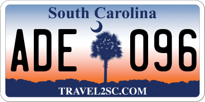 SC license plate ADE096