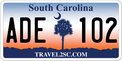 SC license plate ADE102