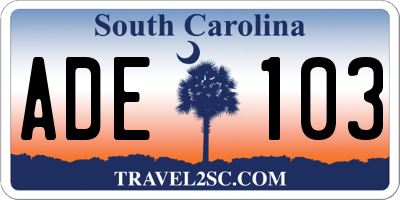 SC license plate ADE103