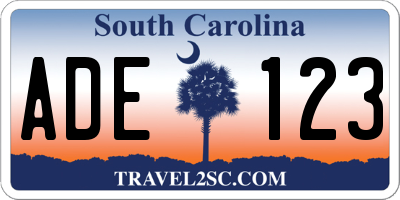 SC license plate ADE123