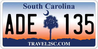 SC license plate ADE135
