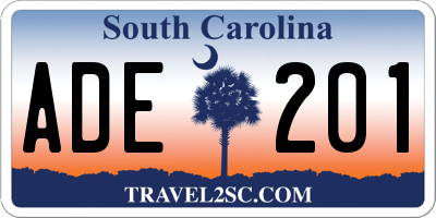 SC license plate ADE201