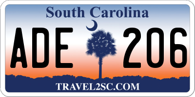 SC license plate ADE206