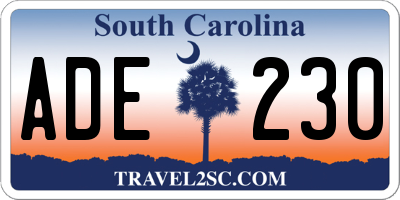 SC license plate ADE230