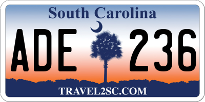 SC license plate ADE236
