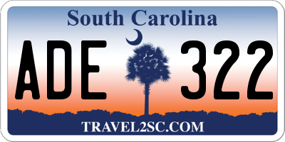 SC license plate ADE322