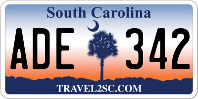 SC license plate ADE342