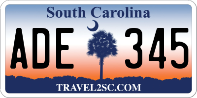 SC license plate ADE345