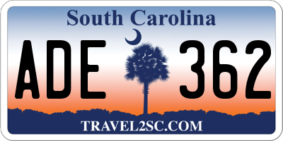 SC license plate ADE362