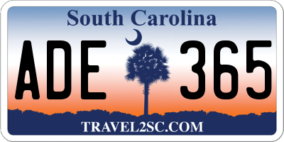 SC license plate ADE365