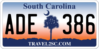 SC license plate ADE386