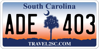 SC license plate ADE403