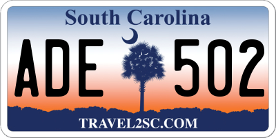 SC license plate ADE502
