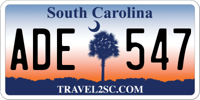 SC license plate ADE547
