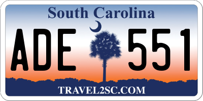 SC license plate ADE551