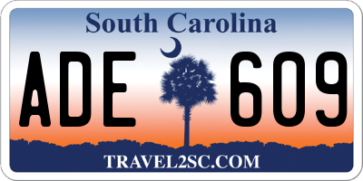 SC license plate ADE609