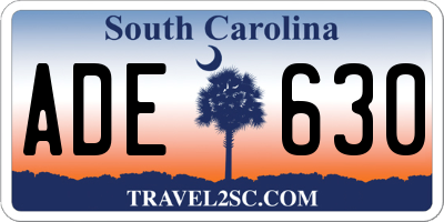 SC license plate ADE630