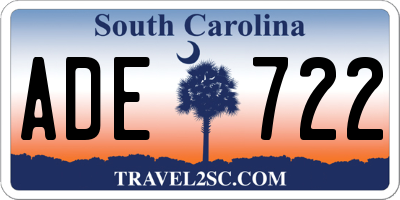SC license plate ADE722