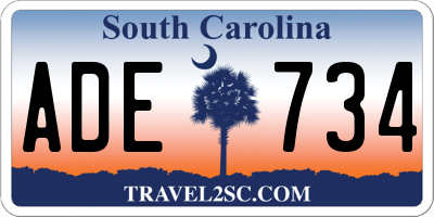 SC license plate ADE734