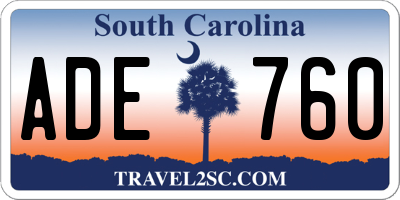 SC license plate ADE760