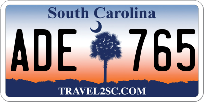 SC license plate ADE765